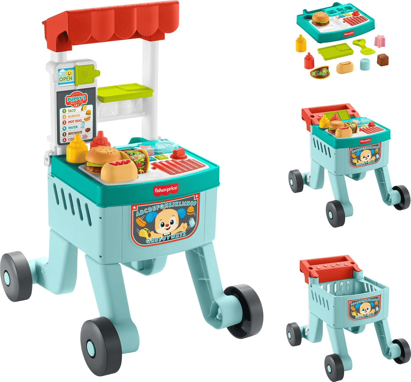 Fisher-Price 4-in-1 Snack Cart Walker Educational Toy for Babies image 0