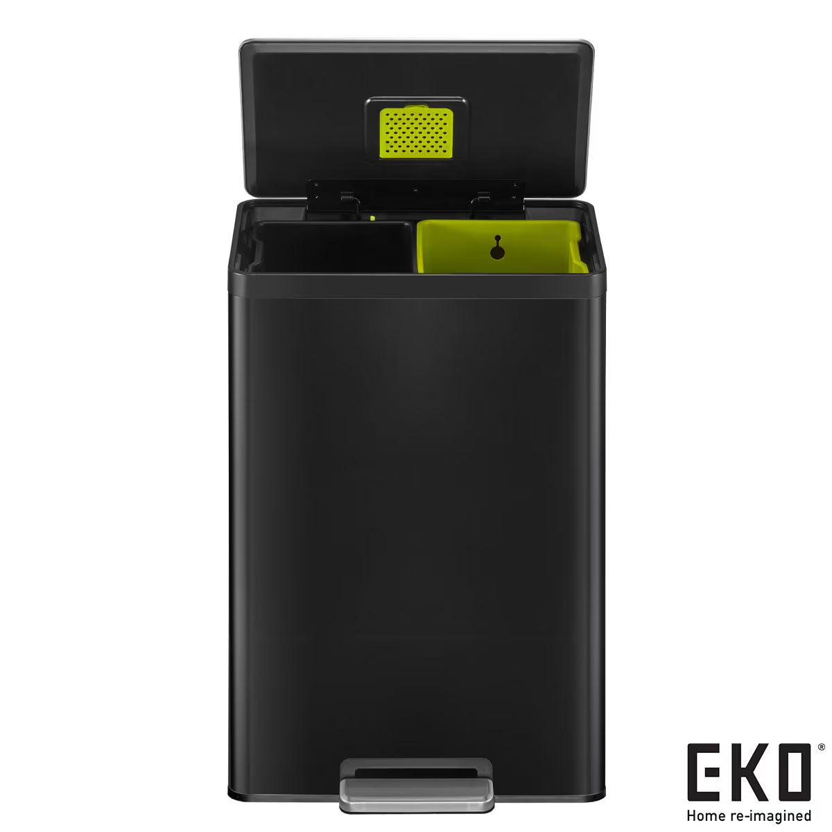 EKO Ecocasa II Recycling Bin 20L+20L in Brushed Steel