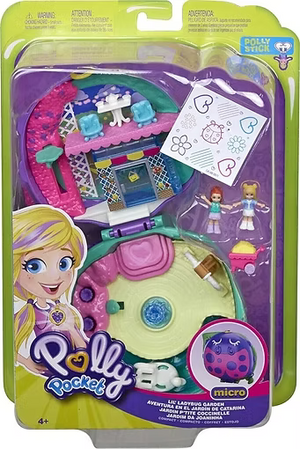 Polly Pocket Lil' Ladybug Garden Compact | 2 Micro Dolls | Polly Stick Technology | Wristlet Strap