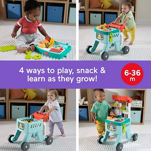 Fisher-Price 4-in-1 Snack Cart Walker Educational Toy for Babies