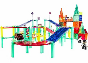 Mag-Genius 124 Piece Car Racing Set 3D Magnet Building Tiles