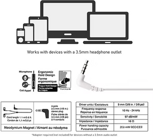 Écouteurs intra-auriculaires Panasonic ErgoFit avec microphone, couleur or rose