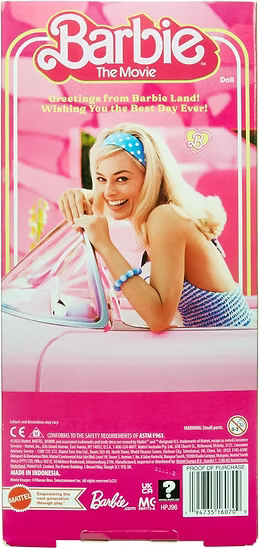 Poupée Barbie du film – Robe vichy rose et collier marguerite de Margot Robbie