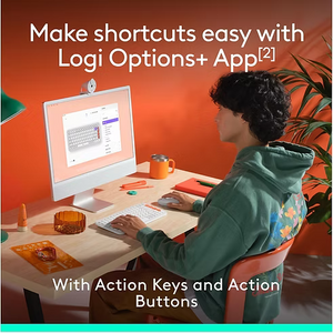 Logitech POP ICON Keys Bluetooth Keyboard & Mouse Combo | 3yr + 2yr Battery | Multi-Device | US Layout | White Orange
