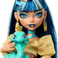 Poupée mannequin dorée Cleo De Nile de Monster High avec son animal de compagnie Hissette