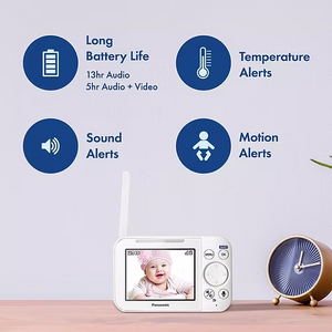Babyphone Panasonic avec caméra et audio, blanc