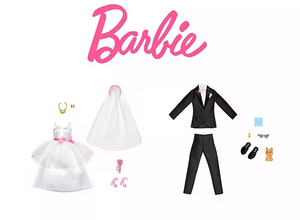 Barbie Bridal Wedding Dress and Groom Outfit Set for Dolls
