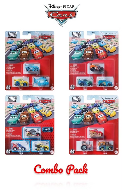 Disney Pixar Cars Mini Racers Die-Cast 3-Pack | 1:87 Scale Metal Vehicles | Assorted Character Sets