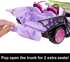 Voiture jouet Monster High Ghoul Mobile avec animal de compagnie et glacière