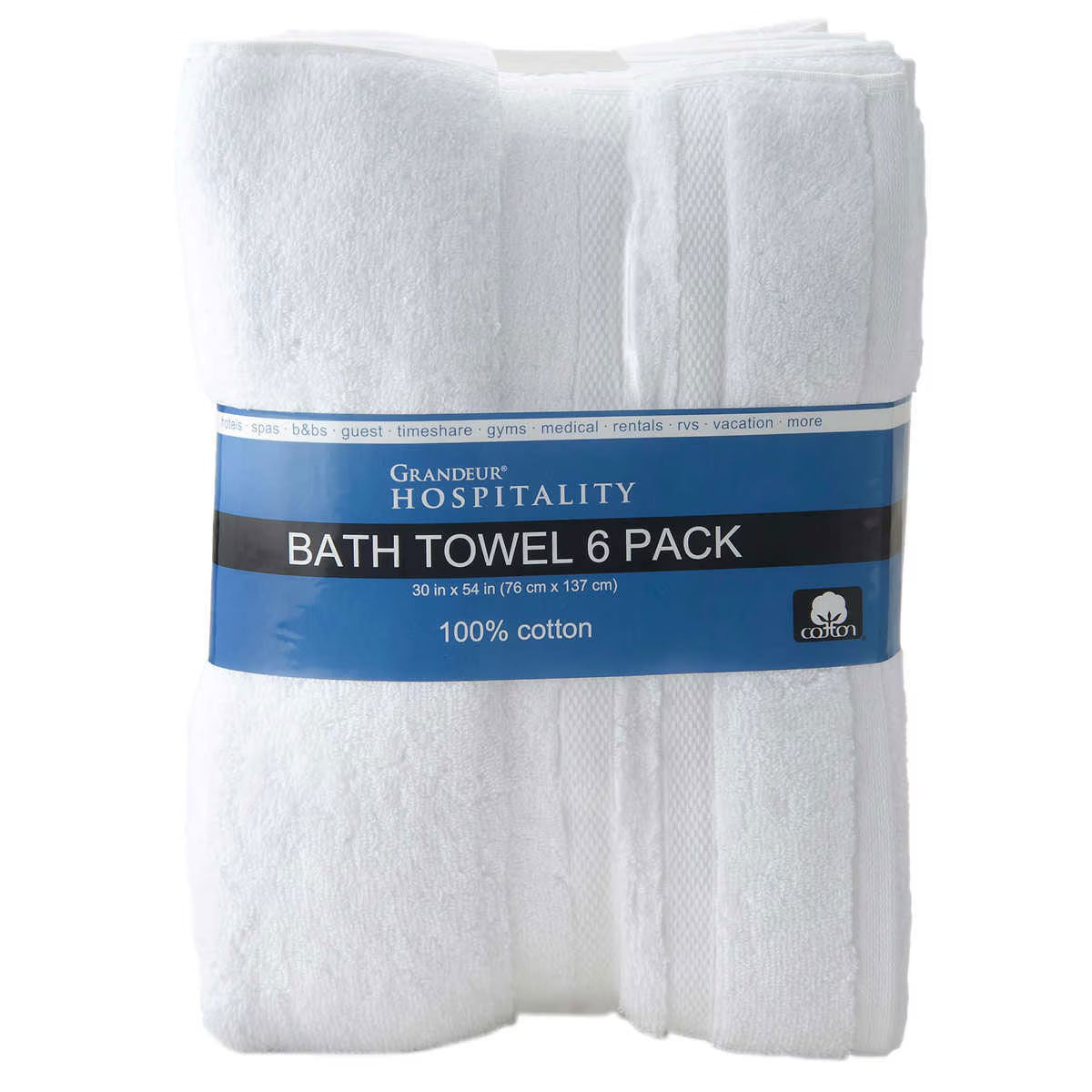 Grandeur 100% Cotton Hospitality Bath Towels, 6 Pack image 0