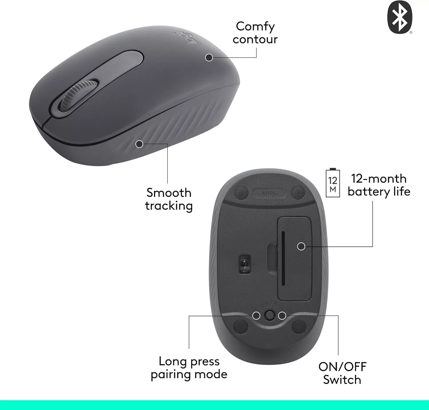 Logitech M196 Lightweight Bluetooth Wireless Optical Mouse image 4