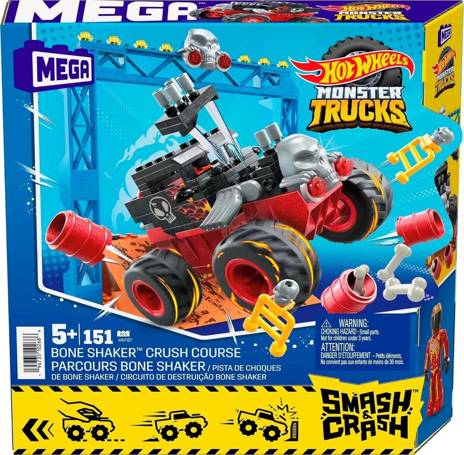 MEGA Hot Wheels Bone Shaker Crush Course Monster Truck Building Toy 151 Pieces image 4
