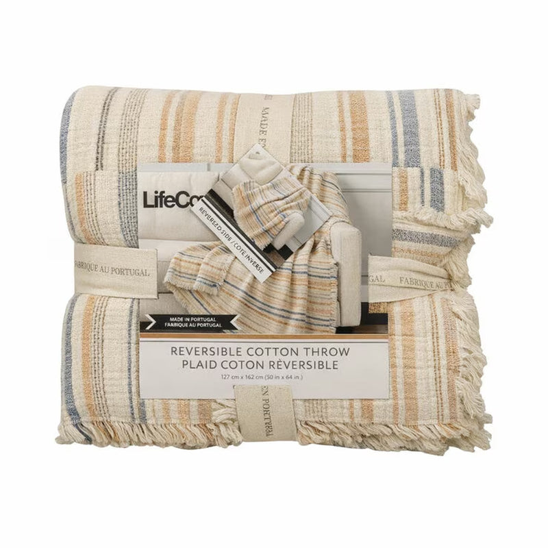Life Comfort Reversible 100% Cotton Gauze Throw in 4 Colours, 127 X 162 Cm