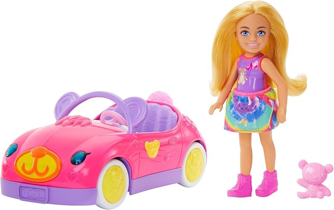 Barbie Chelsea Bear-Themed Convertible Car Set with Blonde Doll image 0