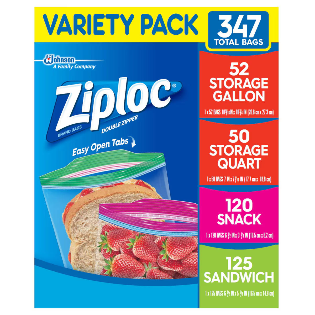 Ziploc Freezer Variety Bags, 347 Pack image 0