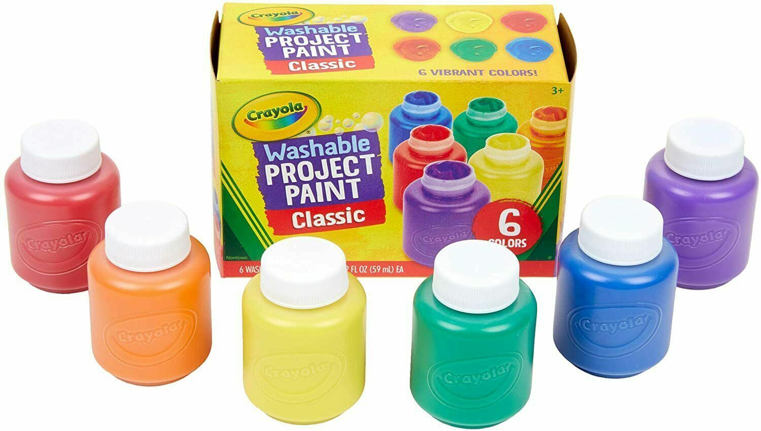 Crayola Washable Kids Paint Set Pack of 6 Bottles 2oz image 0