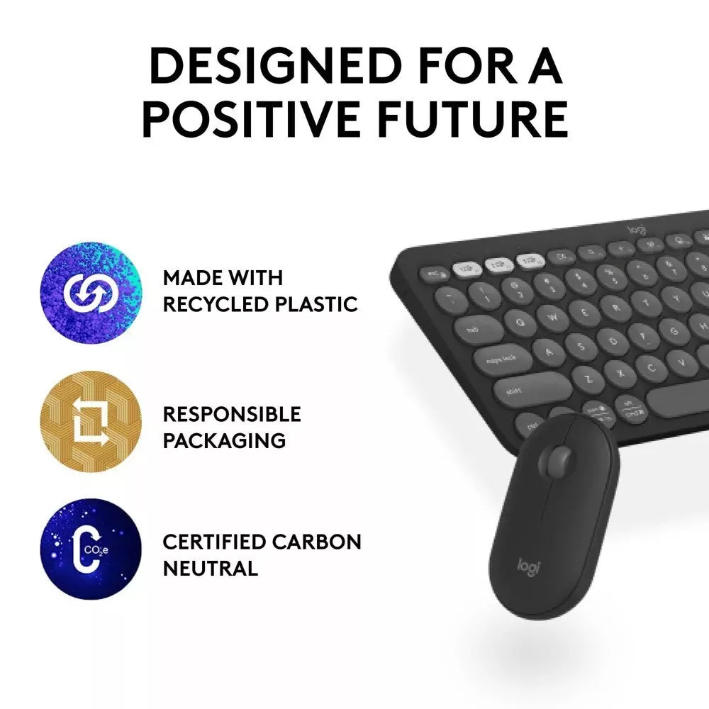 Logitech Slim Bluetooth Combo, Wireless Keyboard and Mouse US Layout image 2