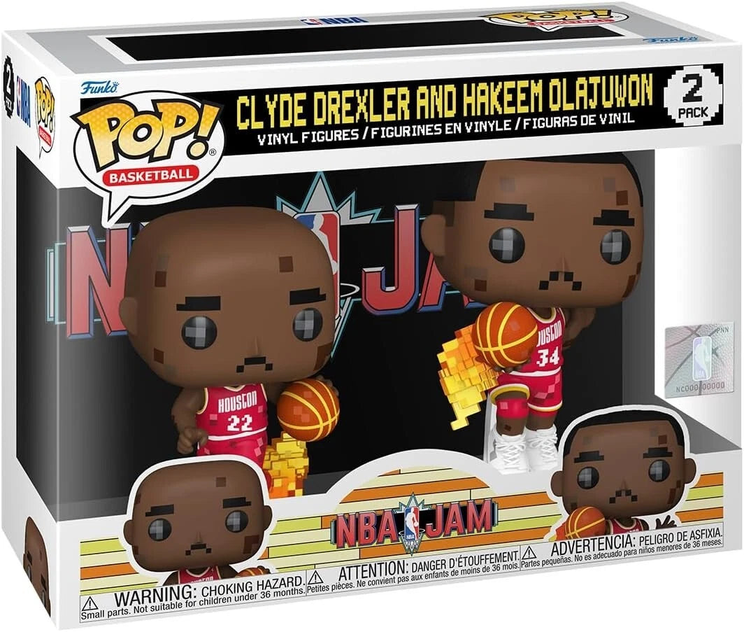 Funko Pop! NBA JAM: Rockets - Clyde Drexler and Hakeem Olajuwon 2-Pack image 2
