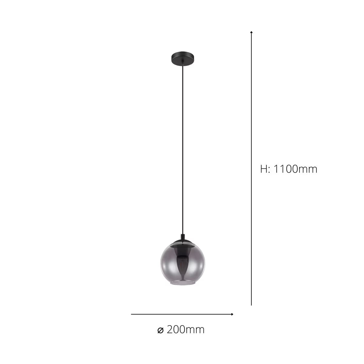 Eglo Ariscani 1 Smoked Glass Ball Light Pendant