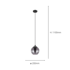 Eglo Ariscani 1 Smoked Glass Ball Light Pendant