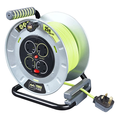 Masterplug 25M Metal Cable Reel with 4 Sockets image 0