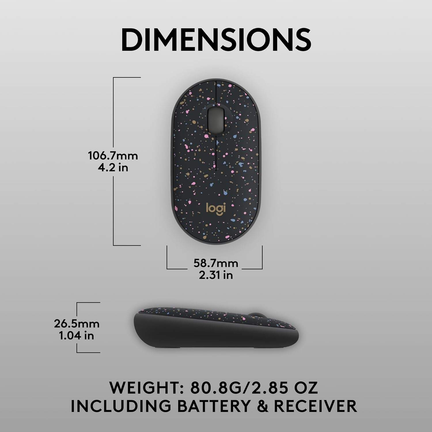 Logitech M340 Wireless Mouse with Limited Edition Prints, USB Receiver and Silent Clicks, Portable Wireless Mouse for Laptop, PC, Windows, Chrome, Surface – Speckles