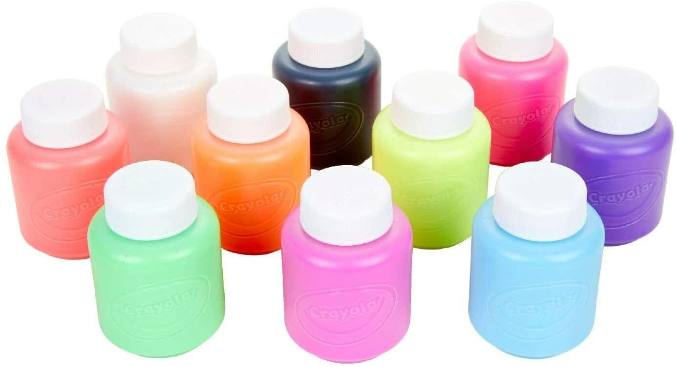 Crayola Washable Kids Paint, 10 Neon Paint Colors, 2oz Bottles 54-2390 image 6