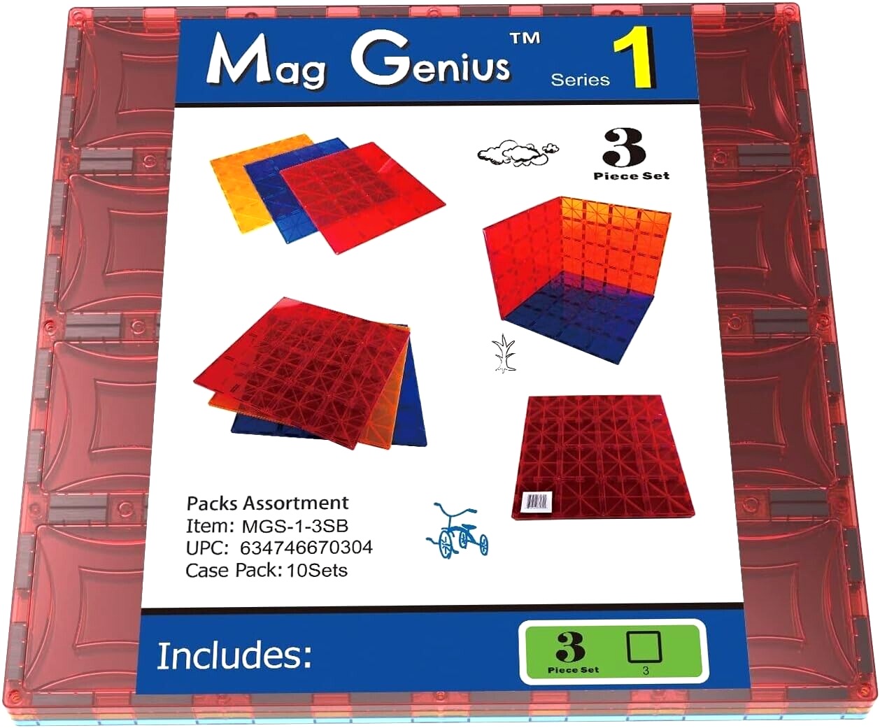 Mag-genius Magnet Tiles Super Big Building Toy Board Size of 12" X 12" Plates image 4