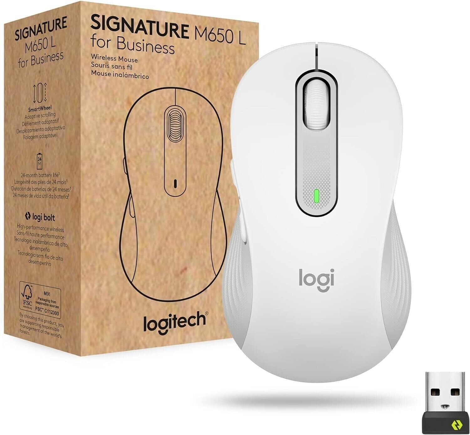 Logitech Signature M650 L for Business Wireless Mouse Bluetooth Off White image 1