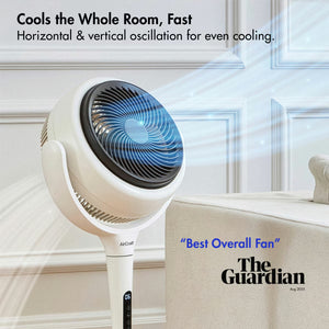 Aircraft LUME MIDI Ultra Quiet Air Circulator Table Fan with Remote & Dimmable Backlight in Stone White