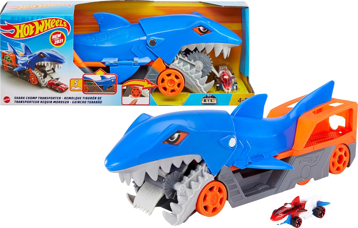 Hot Wheels Shark Chomp Transporter Playset With 1 Toy Car image 0