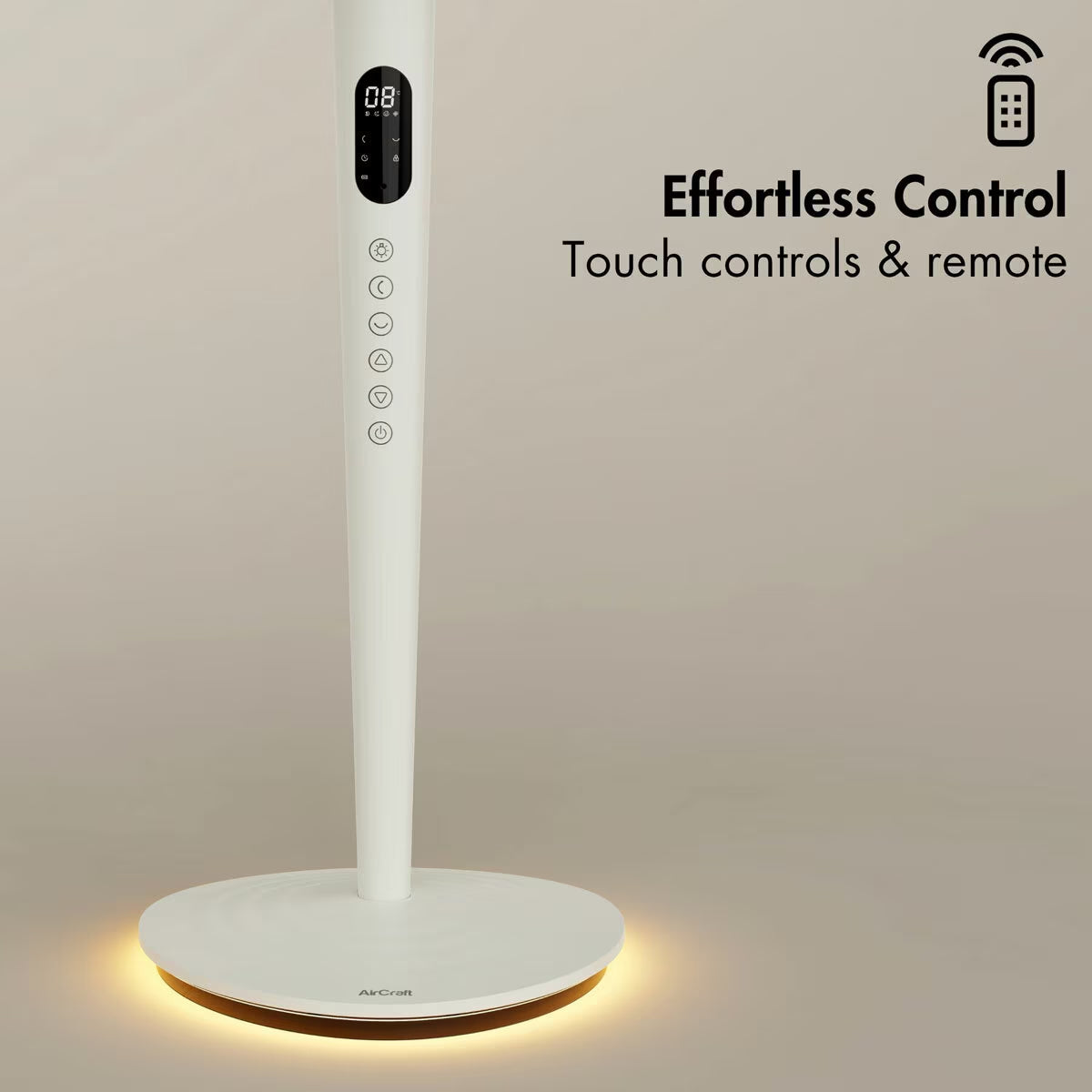 Aircraft Airlume Cordless Air Circulator Fan with Dimmable Lighting in Stone White