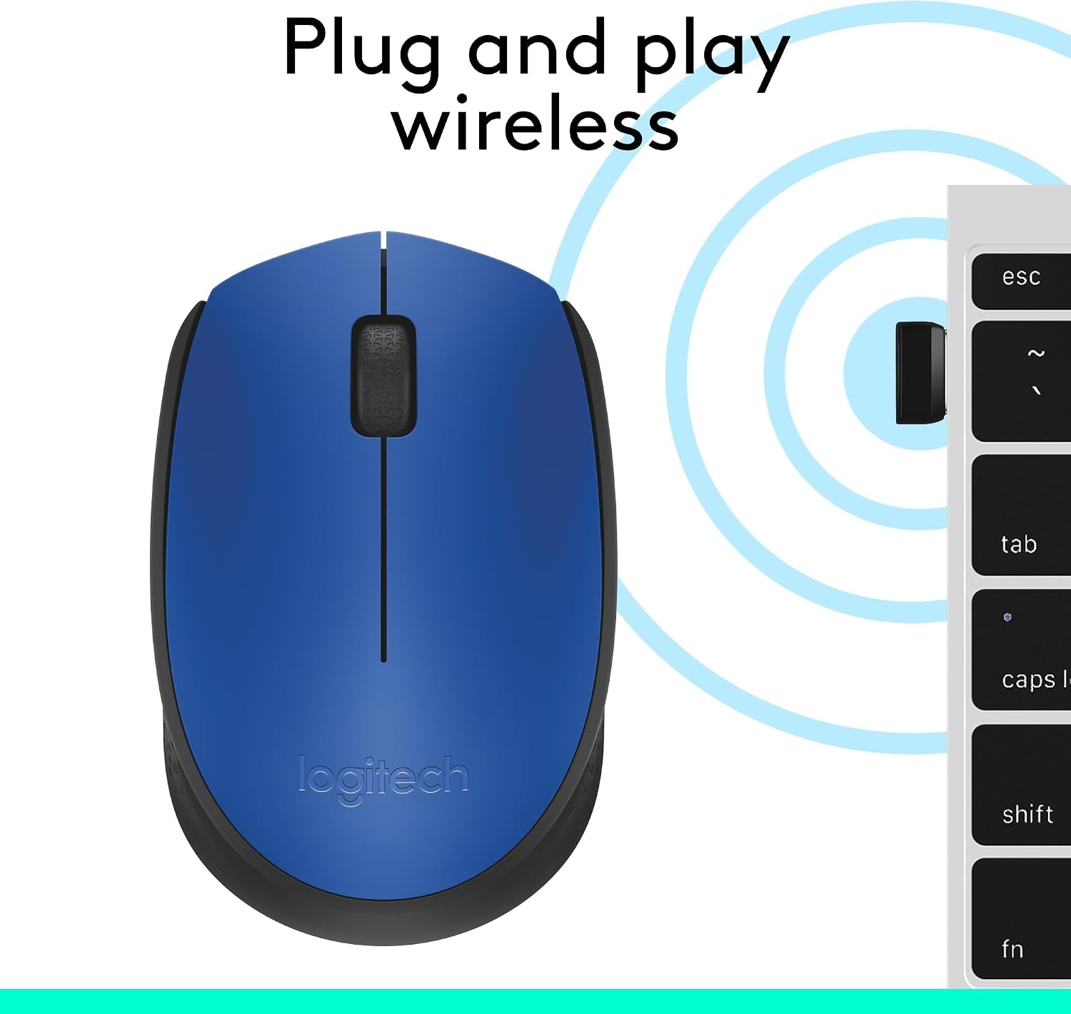 M170 Ambidextrous RF Wireless Mouse - Mouse (Ambidextrous, RF Wireless, Black, Blue)