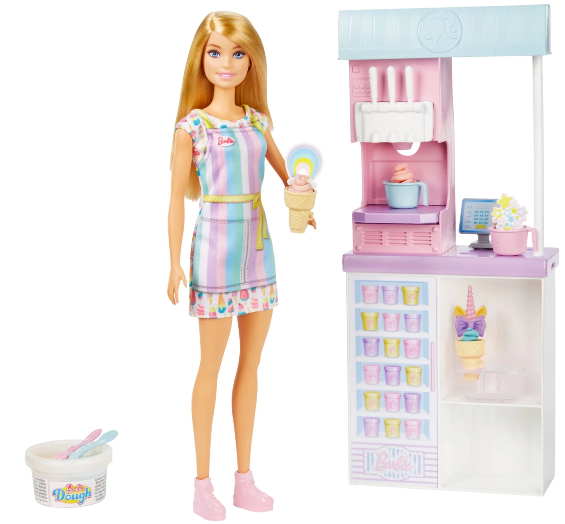 Barbie Careers Ice Cream Shop Playset with Blonde Doll, Ice Cream Machine image 0