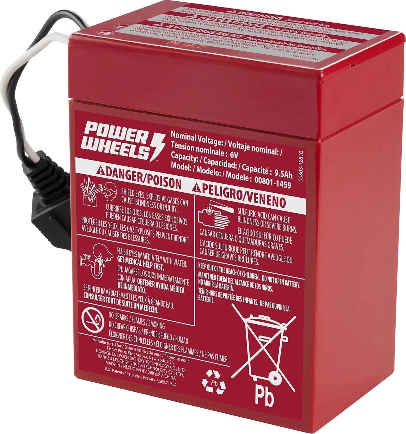 Power Wheels 6-Volt Red Rechargeable Replacement Battery image 0