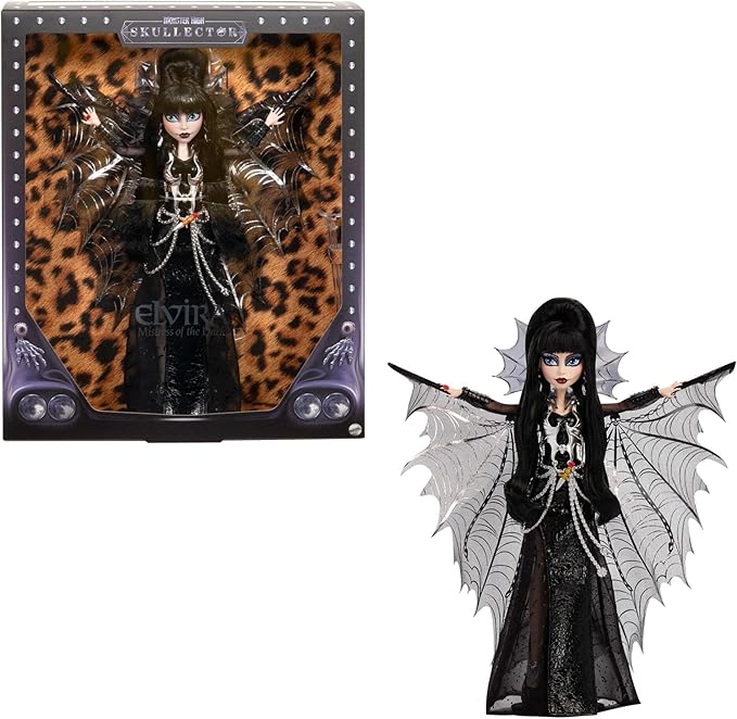 Monster High Elvira Collectible Doll – Black Faux Leather Outfit image 4
