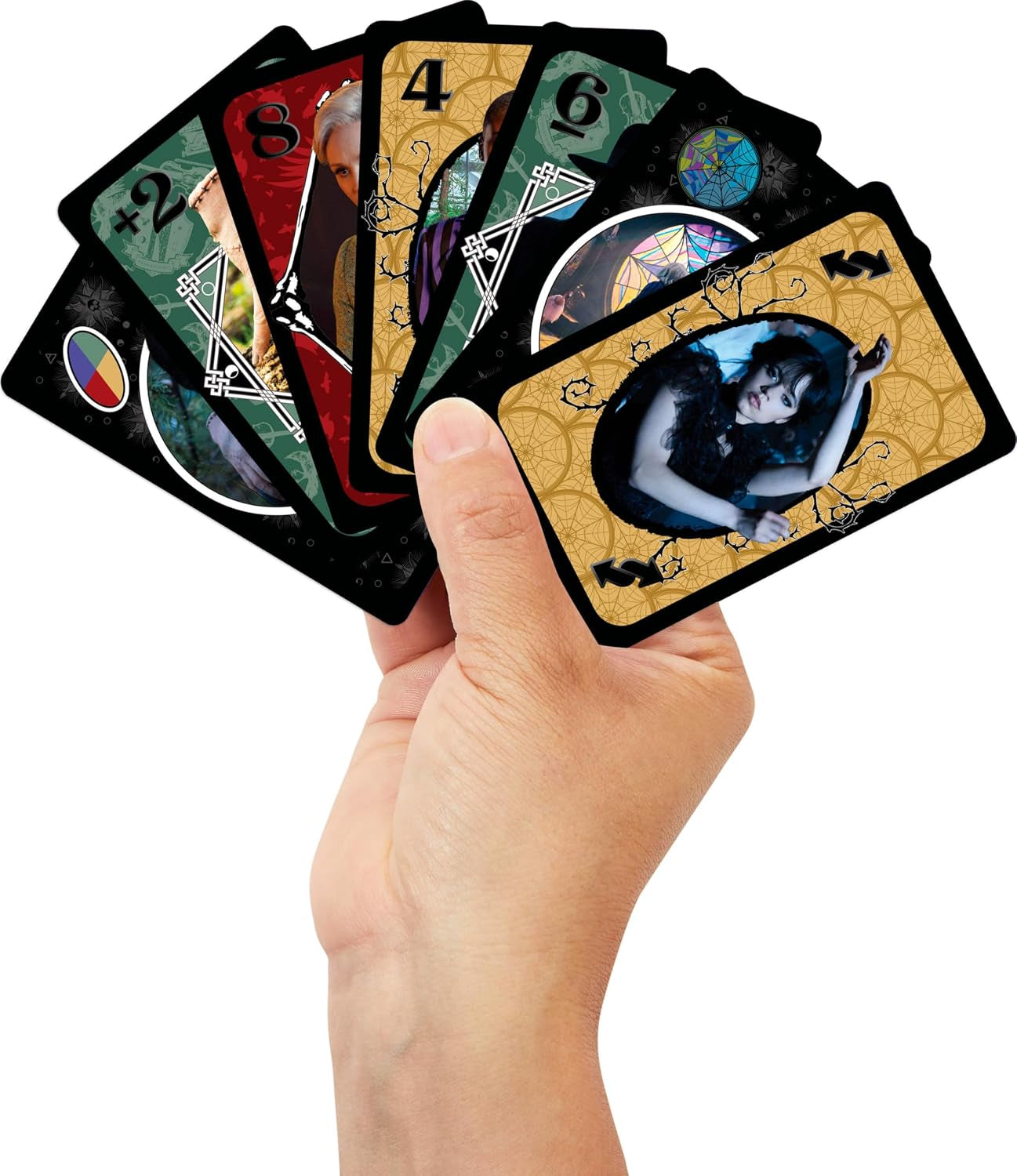 UNO Wednesday Card Game for Kid, Adult & Family Nights, Parties, Travel & Camping, Toy Collectible Inspired by the Series, JHB18