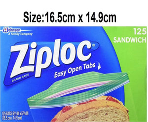 Ziploc Sandwich Size Storage Bags – 125 Pack, 16.5cm x 14.9cm-750ml image 0