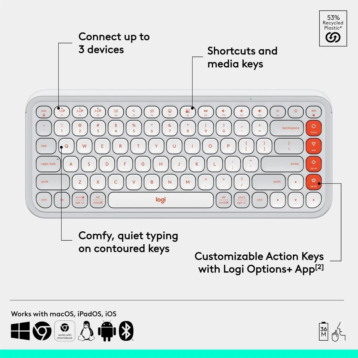 Logitech POP ICON Keys Wireless Bluetooth Keyboard image 29