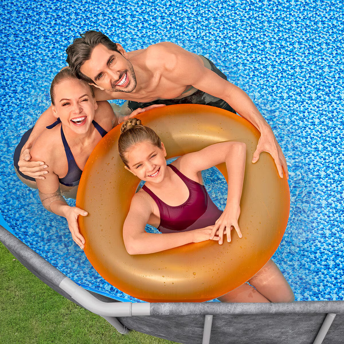Bestway 20Ft X 12Ft Platinum Series Power Steel Oval Frame Pool with Sand Filter Pump and Solar Powered Pool Pad