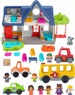 Little People Play House electronic School Bus, 8 Figures image 0