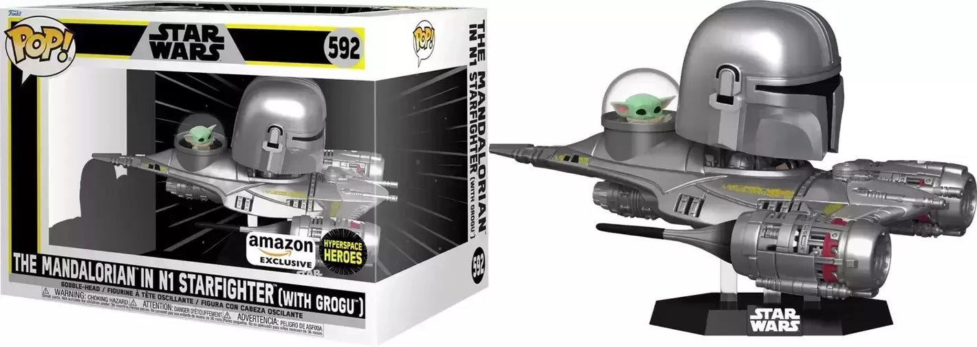 Funko Pop! Ride Super Deluxe: Star Wars The Mandalorian in N1 Starfighter Grogu image 0