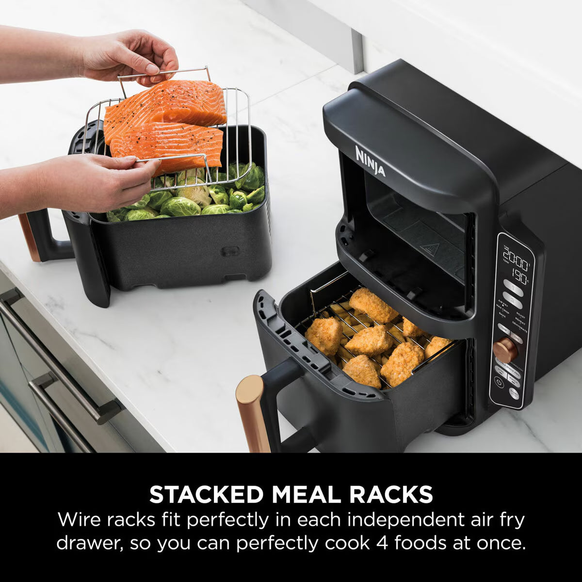 Ninja SL400UKCP Double Stack XL 9.5L Air Fryer in Black/Copper