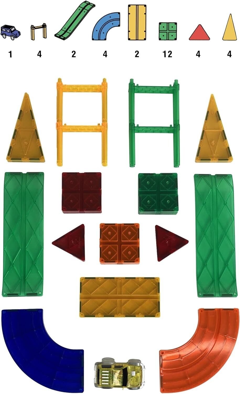 Mag-Genius Magnetic Building Block Tiles 33 Pc 3D Race Car Track Set image 4