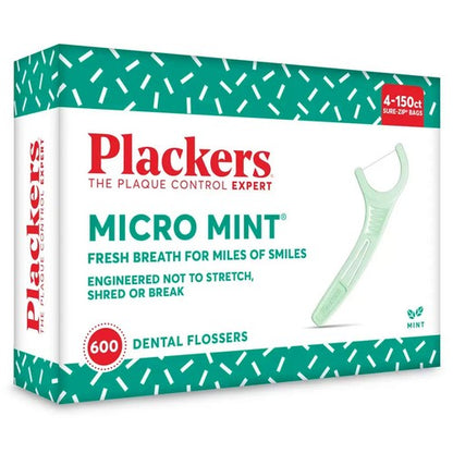 Plackers Micro Mint Dental Floss Picks 150 or 600 Ct Plaque Control image 0