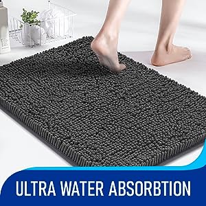 MAYSHINE Chenille Bath Toilet Mat, Non Slip, Absorbent & Washable Bathroom Rug image 0