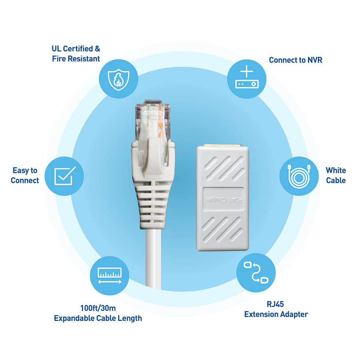 Swann 30M/100Ft Network Extension Cable, SWNHD-30MCAT5E-GL
