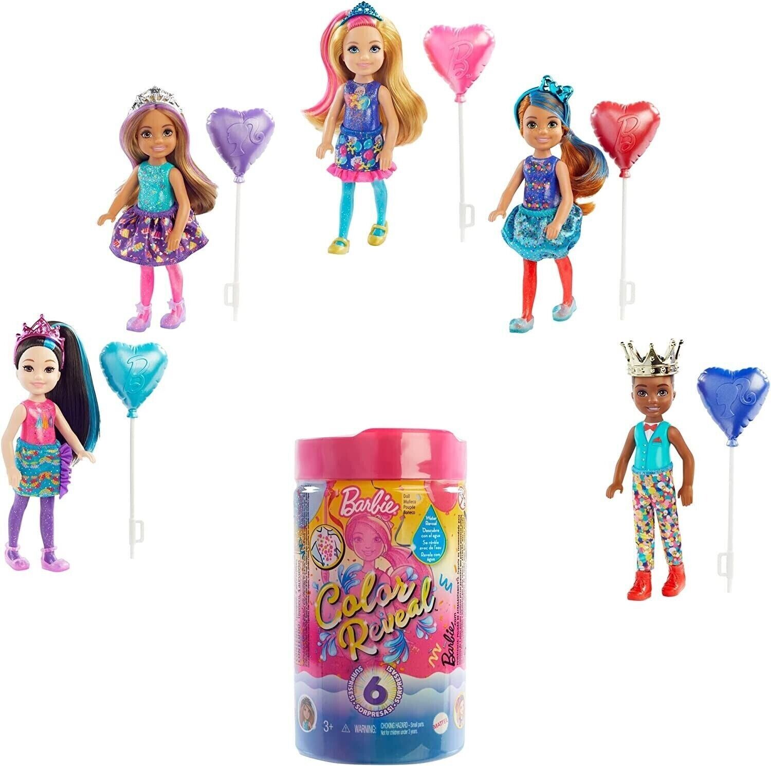 Barbie Chelsea Color Reveal Doll with 6 Surprises Party Series GTT26 image 0