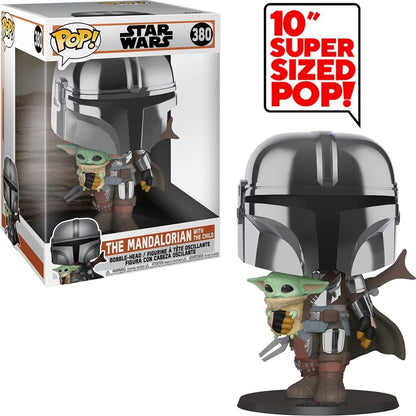 Funko Pop! Star Wars : The Mandalorian 25 cm Chrome avec enfant