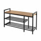 Banc à chaussures d'entrée Neatfreak avec plateau en bois et étagères métalliques à 2 niveaux